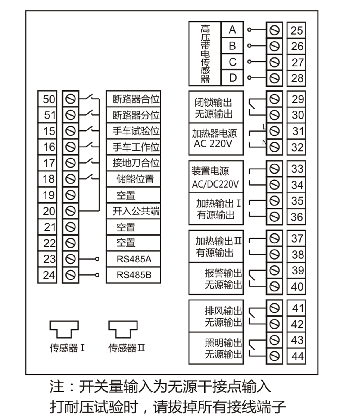 开关柜智能操控装置端子接线图