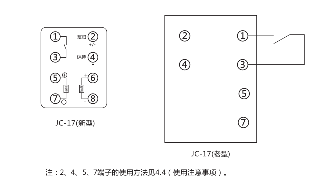 JC-17冲击继电器产品面板布置图2