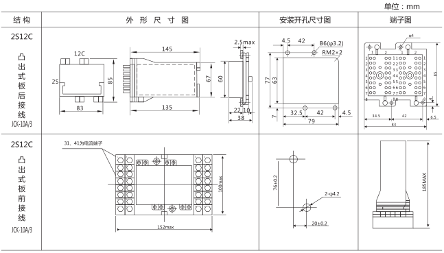 DZB-551中间继电器外形及安装尺寸图片