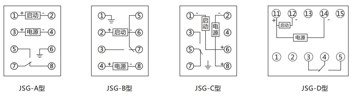 JSG-D型静态闪光继电器内部接线及外引接线图（正视图）