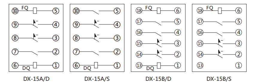 DX-15A/D信号继电器内部接线及外引接线图