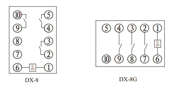 DX-8信号继电器内部接线及外引接线图