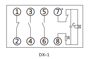 DX-1闪光继电器内部接线及外引接线图
