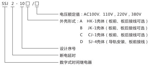 SSJ2-10B交流断电延时继电器型号命名及含义图片