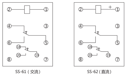 SS-61时间继电器内部接线及外引接线图(背视图)图片