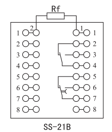 SS-21B型时间继电器内部接线及外引接线图片