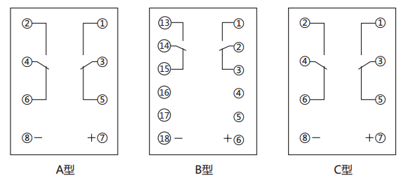 JCDY-2/C直流电压继电器内部接线及外引接线图