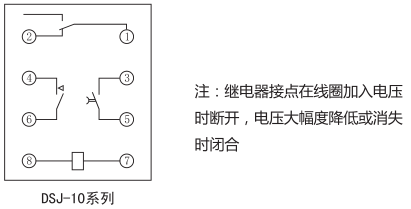 DSJ-11断电延时时间继电器内部接线及外引接线图(背视图)图片