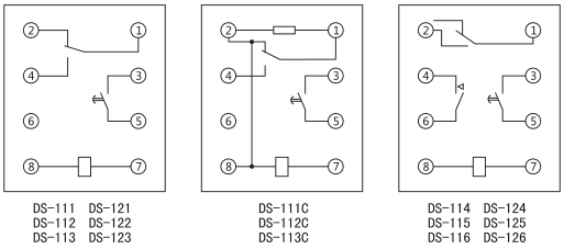 DS-112时间继电器内部接线及外引接线图(背视图)图片