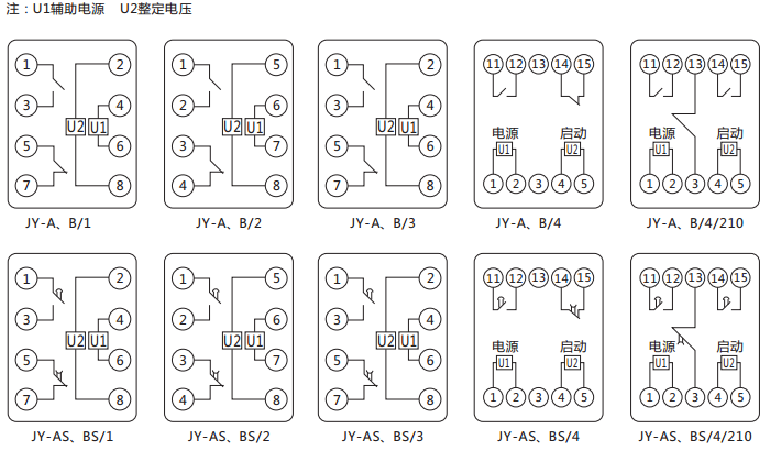 JY-A/3集成电路电压继电器内部接线及外引接线图