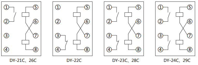 DY-28C电压继电器内部接线图