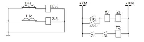 JSL-11继电器构成的二相式定时限保护的原理图