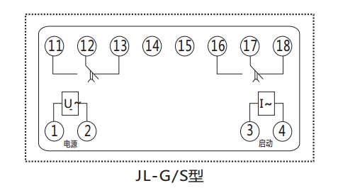 JL-G/S 继电器内部端子外引接线图(正视)