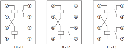 DL-11电流继电器内部接线及外引接线图(背视图)