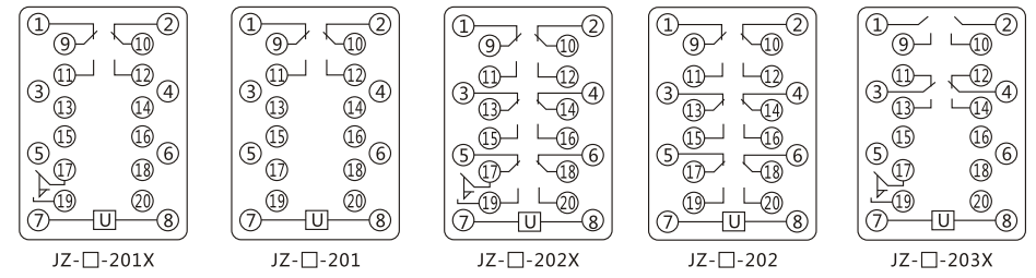 JZY（J)-35静态中间继电器内部接线图及外引接线图