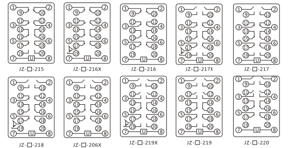 JZY（J)-35静态中间继电器内部接线图及外引接线图