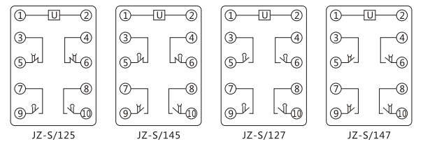 JZ-S/344静态可调延时中间继电器内部接线图及外引接线图