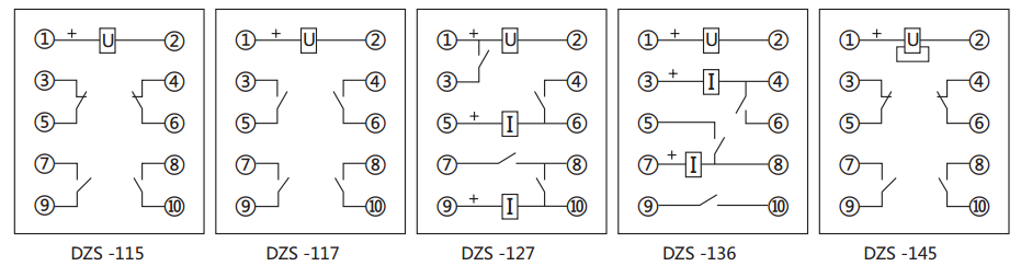 DZS-145延时中间继电器内部接线图及外引接线图