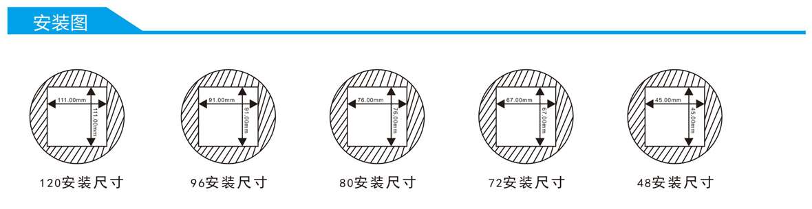 三相液晶交流电压电流组合表SJ194UI-8S4Y产品尺寸