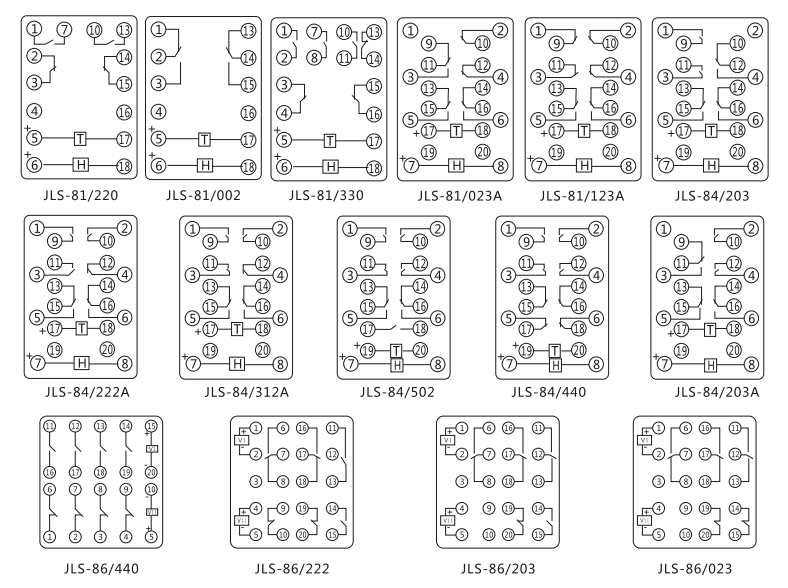 JLS-86/440静态双位置继电器内部及外引接线图(正视图)