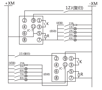 JC-7/11冲击继电器电器典型接线图