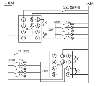 JC-7/21冲击继电器电器典型接线图