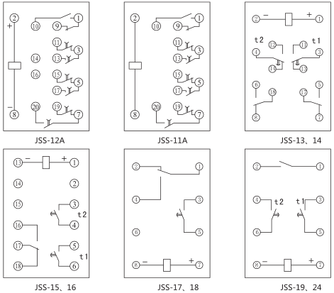 JSS-14时间继电器背后接线图及外引接线图(背视图)图片
