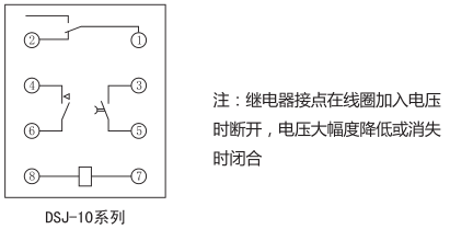 DSJ-13断电延时时间继电器内部接线及外引接线图(背视图)图片