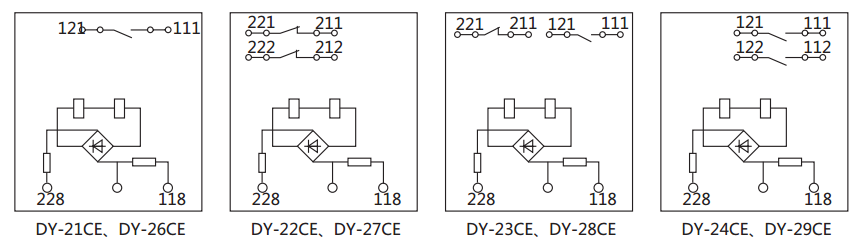 DY-21CE/C电压继电器内部接线及外引接线图