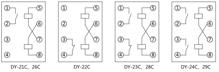 DY-29D电压继电器内部接线图