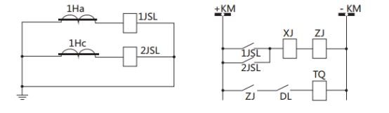 JSL-25继电器构成的二相式定时限保护的原理图