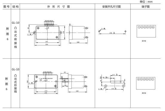 JGL-16外形结构及安装开孔尺寸