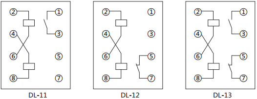 DL-12电流继电器内部接线及外引接线图