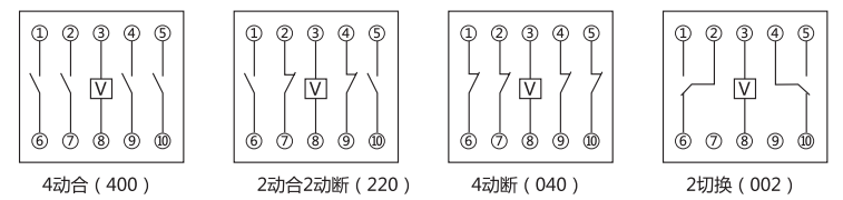 DZ-53中间继电器内部接线图及外引接线图