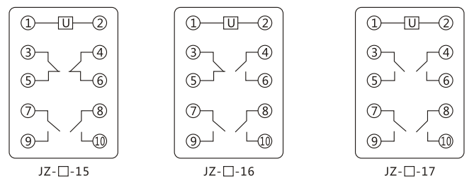 JZY（J)-412静态中间继电器内部接线图及外引接线图