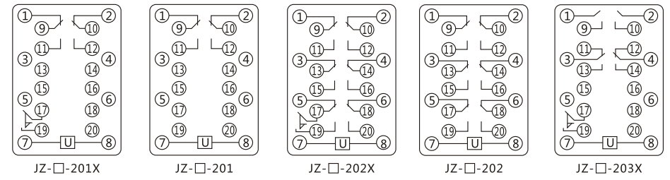 JZY（J)-414静态中间继电器内部接线图及外引接线图