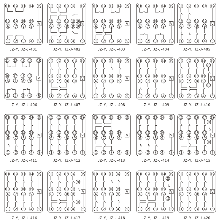 JZY（J)-416静态中间继电器内部接线图及外引接线图