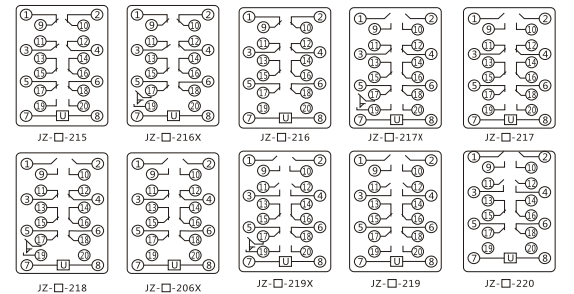 JZY（J)-310静态中间继电器内部接线图及外引接线图