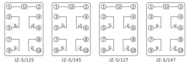 JZ-S/222静态可调延时中间继电器内部接线图及外引接线图