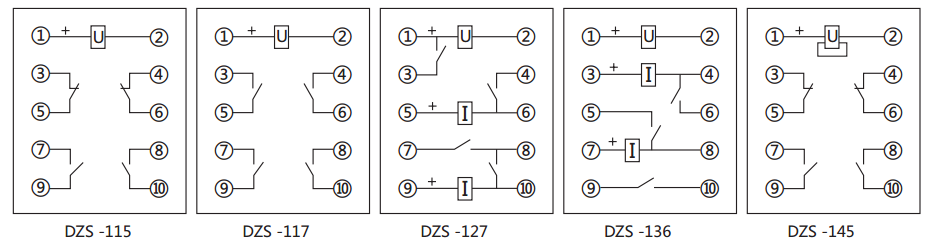 DZS-127延时中间继电器内部接线图及外引接线图