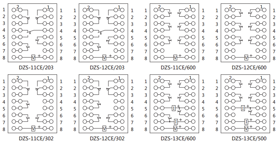 DZS-12CE/600延时中间继电器内部接线图及外引接线图